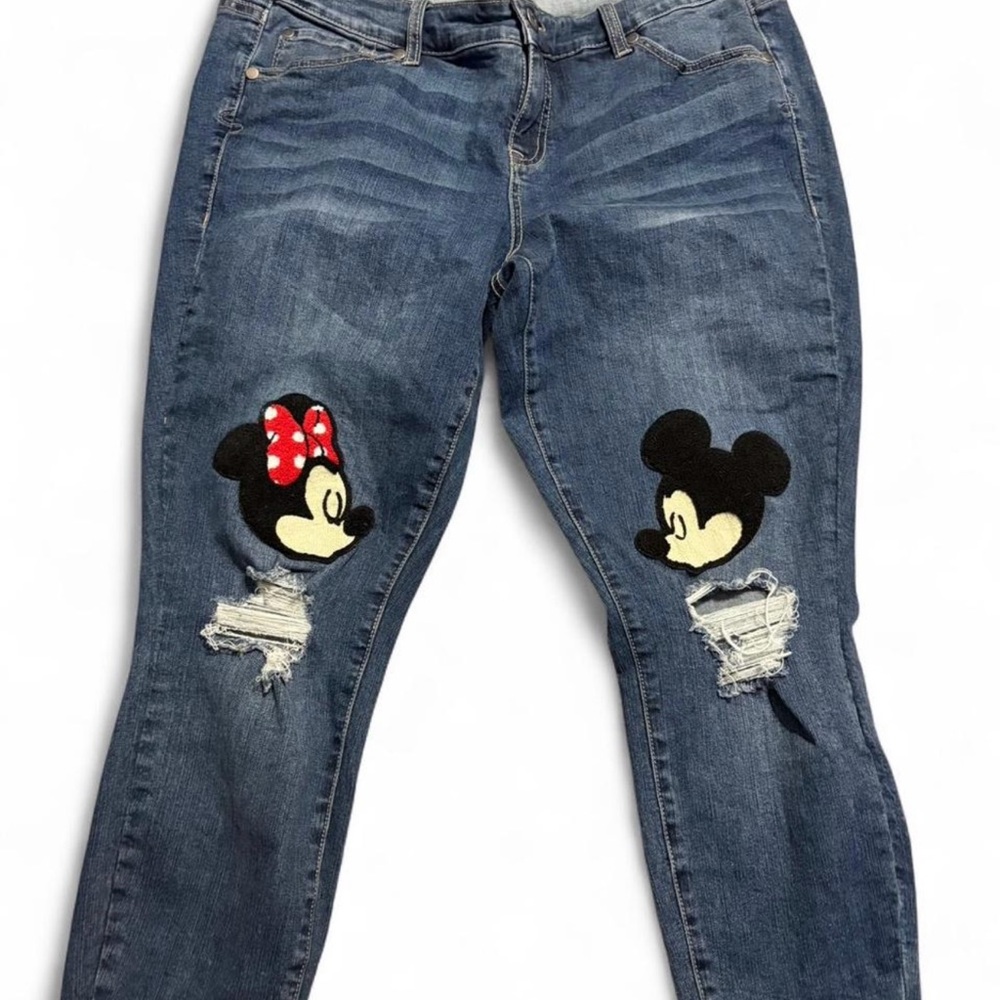 Disney Women's Denim Jeans with Mickey and Minnie Designs